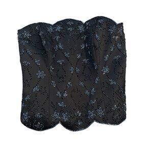 David’s Bridal Bustier Beaded Embroidered Satin Corset Strapless Top Black 6